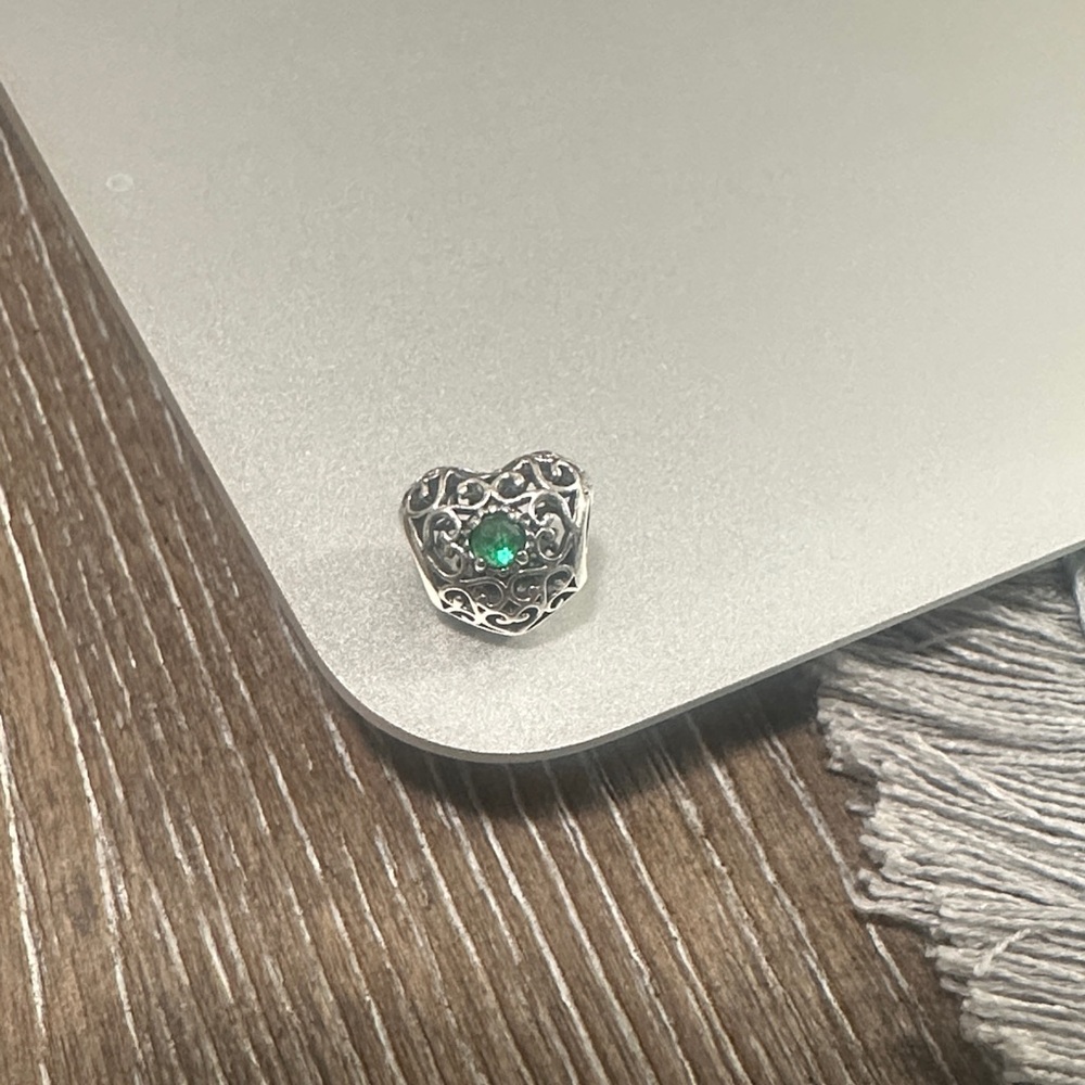 Pandora Silver Charm with Emerald Accent
